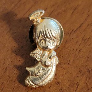 Vintage PMI Precious Moments Angel Child Gold Tone Brooch